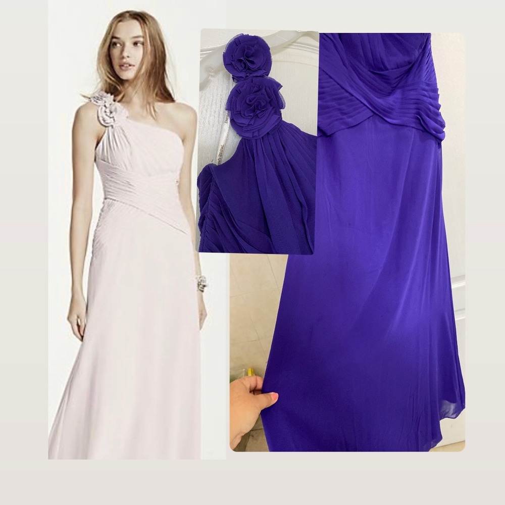 FLORAL DETAILED ONE SHOULDER CHIFFON DRESS